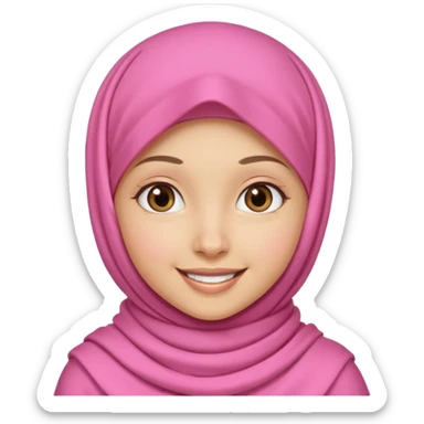 A medium light skin girl with pink hijab smile  sticker