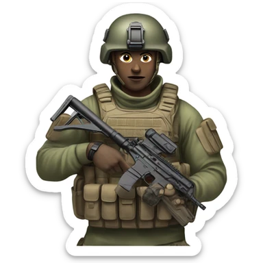 super realistic soldier with weapon sticker