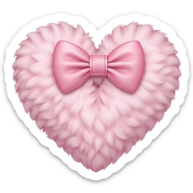 cute pastel pink fluffy heart with bow sticker