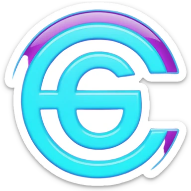 futuristic minimalistic emoji icon, letters "G" formed by three glowing digital lines representing Storm, Atom and NoizeGames, neon purple (#8B5CF6) and cyan (#00E0FF) on dark background, modern tech style, 1:1 aspect ratio sticker