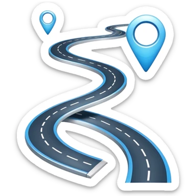 Clean roadmap icon emoji with curved path and milestones, modern corporate style sticker