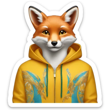 Happy fox in the versace hoodie sticker