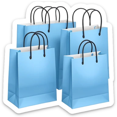 Bundle of 3 Light blue shopping bags sticker