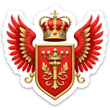 Red Royal Coat of arms with 8 wing sticker
