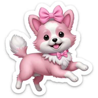 pink girly dog jumping in the air sticker