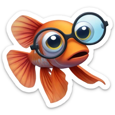 beta fish with spectacle sticker