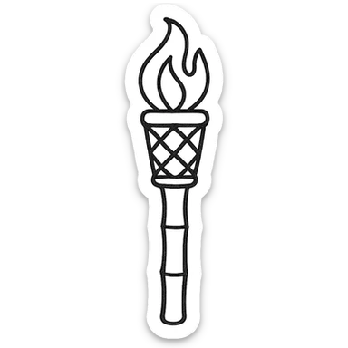 hand-drawn outline style bamboo torch icon sticker