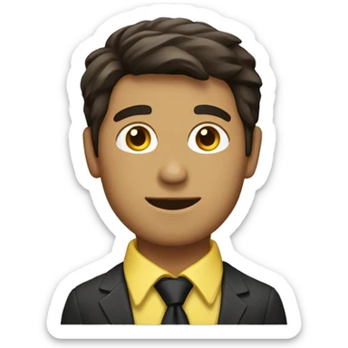 man holding a cat wearing a yellow tie , the man has dark brown hair , the man is white  sticker