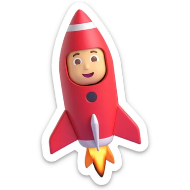 Elon Musk with a rocket 3D emoji style sticker