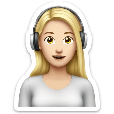 A white girl is speaking to 🎤, creating a podcast sticker