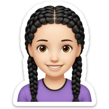 white girl 10 black braids sticker