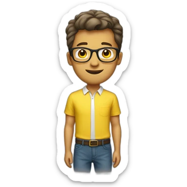 a white nerd wearing a yellow shirt sticker