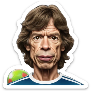 Hiper realistic mick Jagger rolling Stones with real madrid sirt sticker