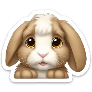 Fuzzy lop bunny with beige patches on the ears and back. sticker