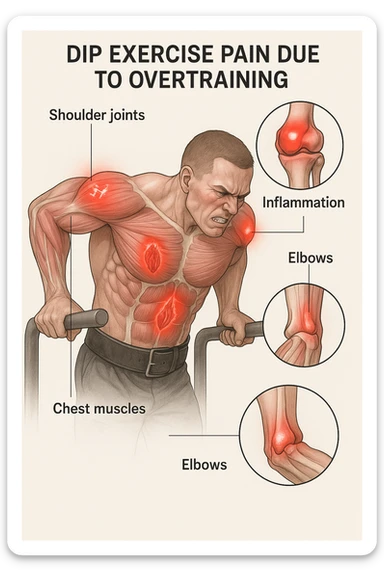 Dolore nel dip per allenamento con troppo volume e troppa frequenza sticker