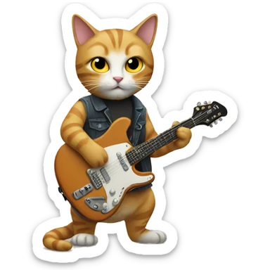 cat playing guitar sticker