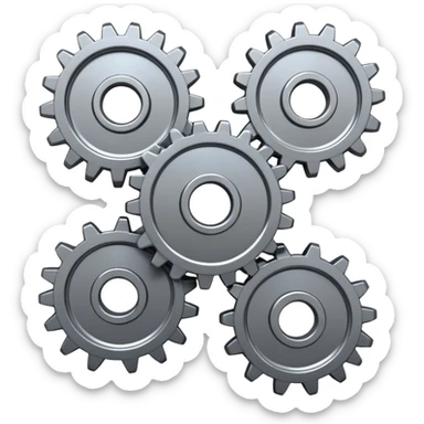 Interlocking gears turning smoothly, representing a well-functioning system or process sticker