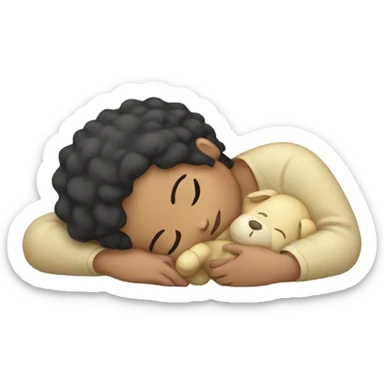 chinese hair sleeping with a stuffed animal sticker