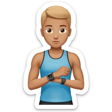 An athlete looking at their smart watch after running sticker