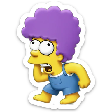 Homer Simpson backing into a bush made of marge Simpsons hair sticker