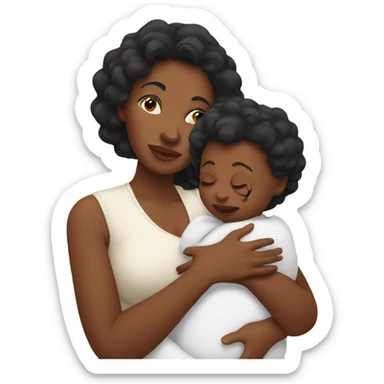 Black mom holding newborn son  sticker