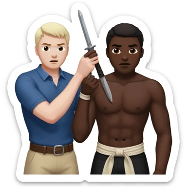 A white guy whipping a black guy sticker