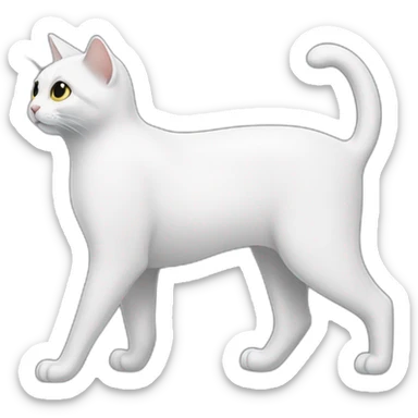black and white cat with black forehead, body, legs, tail, ears, head, neck and white chest, stomach, muzzle, nose, chin, and paws cat walking profile sticker