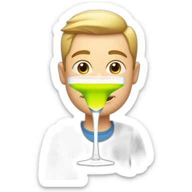 white male drinking coctail sticker