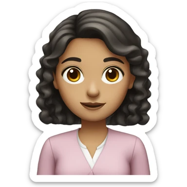 girl with dark hair brown big eyes teacher sticker