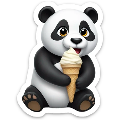 Panda eating ice cream sticker
