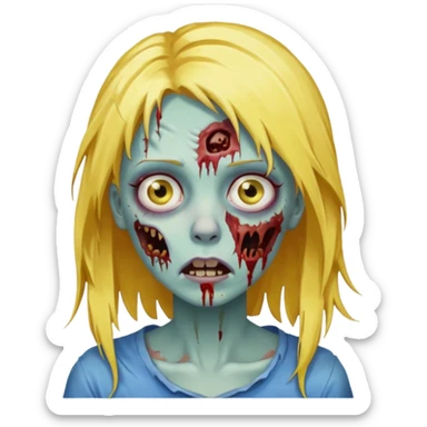 zombie girl yellow hair and blue eyes sticker