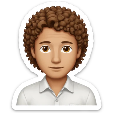 Handsome cute Man with tan skin and  brown eyes and  short brown curly wavy hair sticker