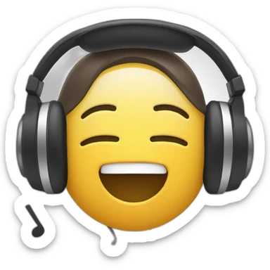person singing with headphones and music notes sticker