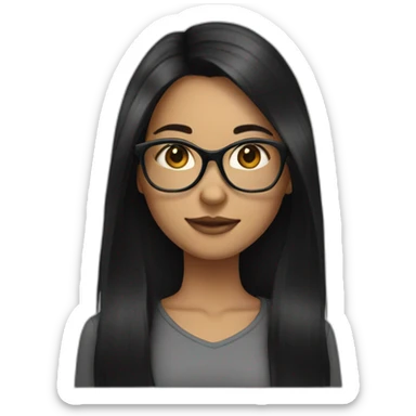 A girl with black long hair and black glasses. sticker