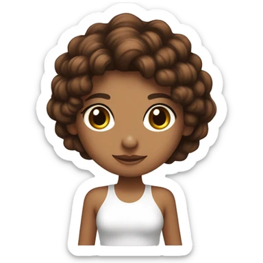 Haz a una chica de piel morena, hoyuelos y cabello corto marrón abrazando a una chica de piel blanca con pelo marron sticker