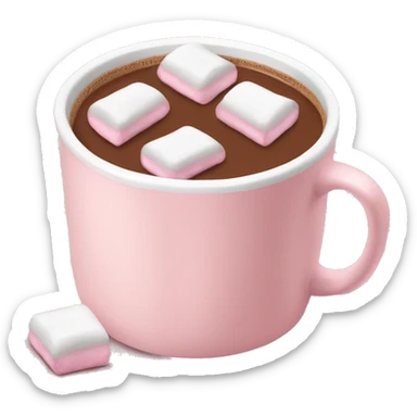Light Pink mug of hot chocolate with marshmallows  sticker