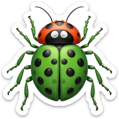  cute GREEN lady bug, 4 LEGS sticker