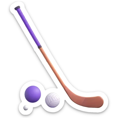 field hockey stick and ball on lush green field sticker