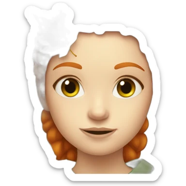 Ginger girl with fall leaves and green eyes sticker
