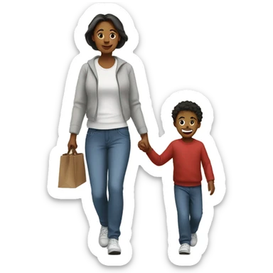 mom and son walk sticker
