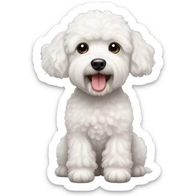 White bichon and poodle mix sticker