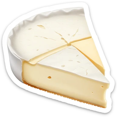cinematic-realistic-brie-cheese-emoji,-featuring-soft-ripened-cheese-with-a-delicate white rind-rendered-with-lifelike-detail-and-inviting,-natural-lighting sticker