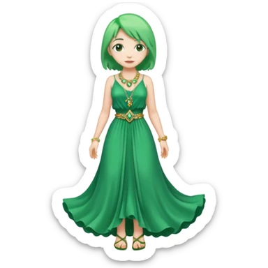 a girl of nature green hair and it shows her whole body sticker