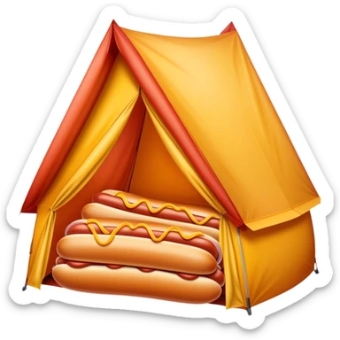 camping tent made of hot dogs sticker