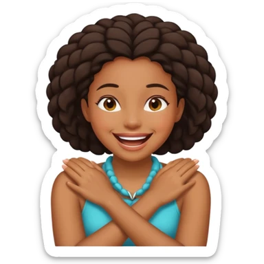 black girl crossing hands around neck laughing  sticker