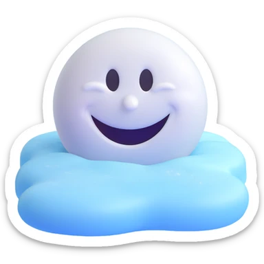 frozen smiley face sleeping, frosty surface, icy blue sticker