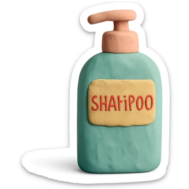 claymation style shampoo bottle, pastel colors sticker