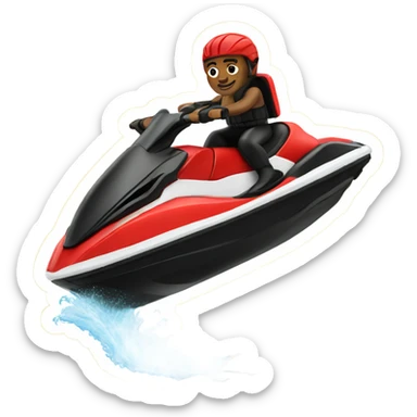 Man riding on a red and black Jetski sticker