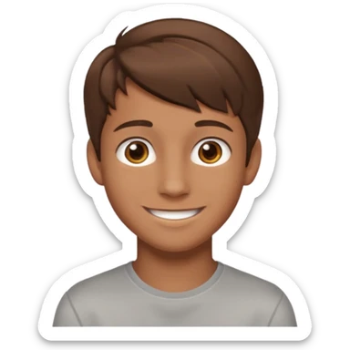 Illustrated emoji of a teen boy with brown hair and brown eyes sticker