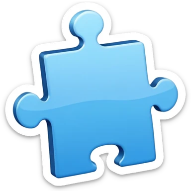 puzzle piece emoji in blue professional design for business presentation, clean edges, modern corporate aesthetic sticker